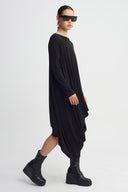 Black Draped Maxi Jersey Dress-K264014060