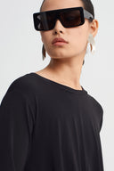 Black Draped Maxi Jersey Dress-K264014060
