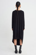 Black Draped Maxi Jersey Dress-K264014060