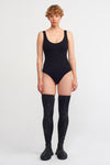 Black Comfortable Snap Closure Bodysuit-K231011005