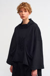 Black Embroidered Detail Asymmetrical Sweatshirt-K231011007