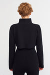 Black High Neck Crop Sweater-K231011014
