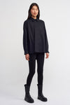 Black Single-Pocket Oversized Shirt-K231011024