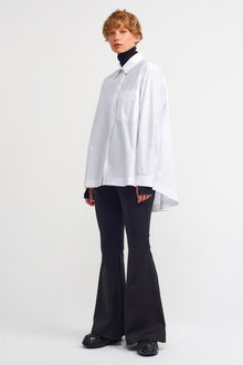  Off White Single-Pocket Oversized Shirt-K231011024