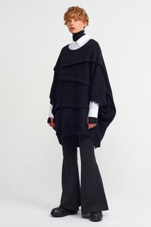  Black Oversized Knit Sweatshirt-K231011030
