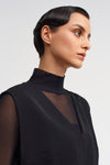 Black V-Neck Stylish Vest Blouse-K231011051