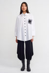 Off White Elegant Shirt with Embellished Pocket-K231011077
