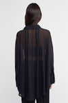 Black Silk Chiffon Elegant Shirt-K231011079