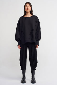  Black Patchwork Patterned Sweatshirt-K231011087