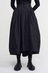 Black Midi Boy Balloon Taffeta Skirt-K232012002