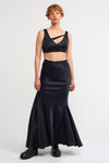 Black Bloklu Satin Mermaid Skirt-K232012003