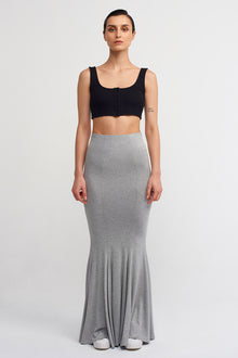  Grey Melange Comfortable Mermaid Skirt-K232012013