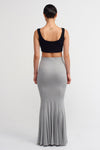 Grey Melange Comfortable Mermaid Skirt-K232012013