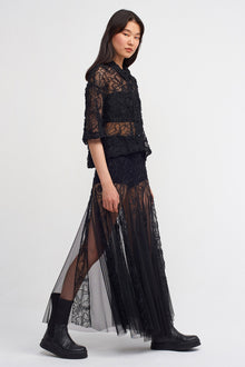  Black Patterned Tulle Skirt-K232012015