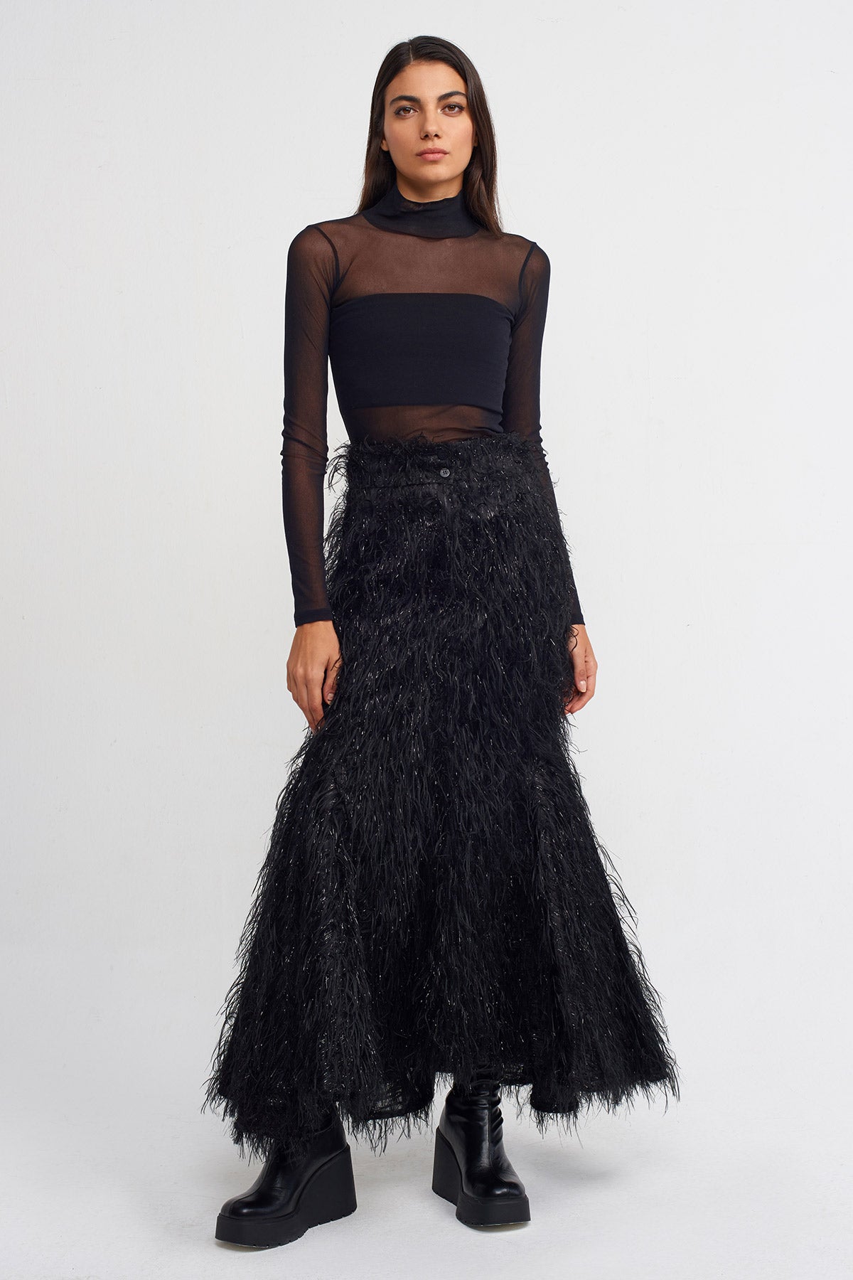 Black Fluffy Mermaid Skirt-K232012028