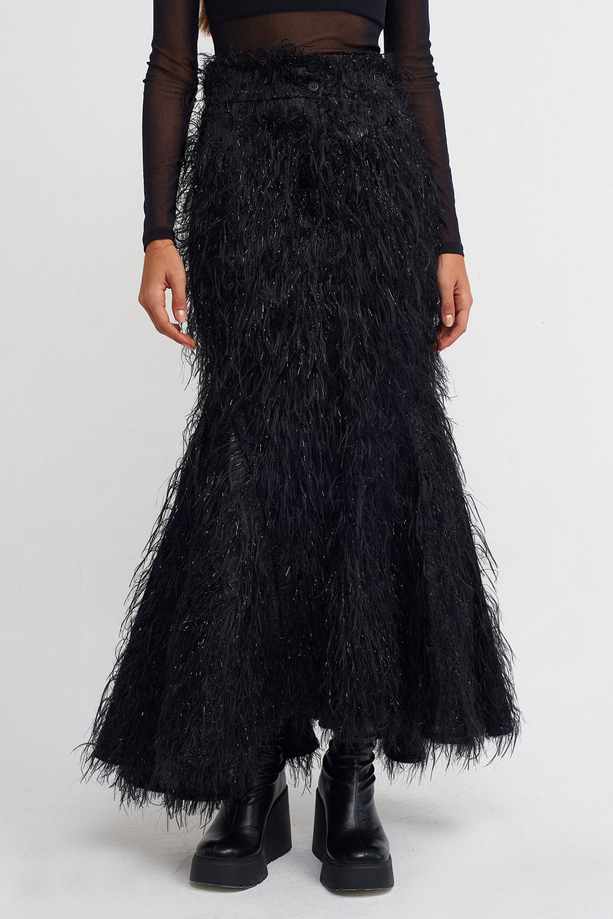 Black Fluffy Mermaid Skirt-K232012028