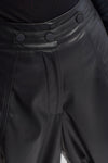 Black Vegan Leather Draped Trousers-K233013018