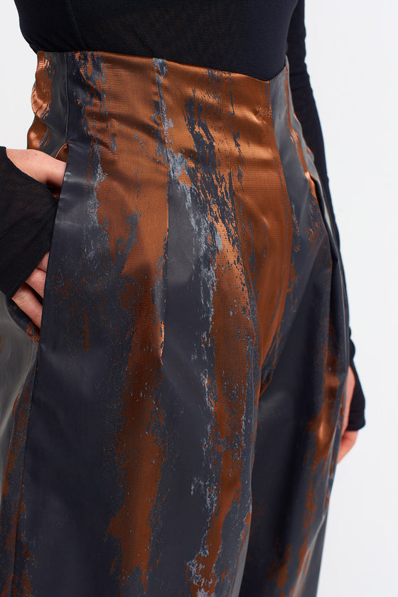 Copper Printed Organza Overlay Trousers-K233013019
