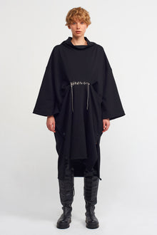  Black-Natur Embroidered Asymmetrical Sweat Dress-K234014005