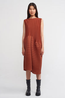  Copper Sleeveless Pleated Dress-K234014015