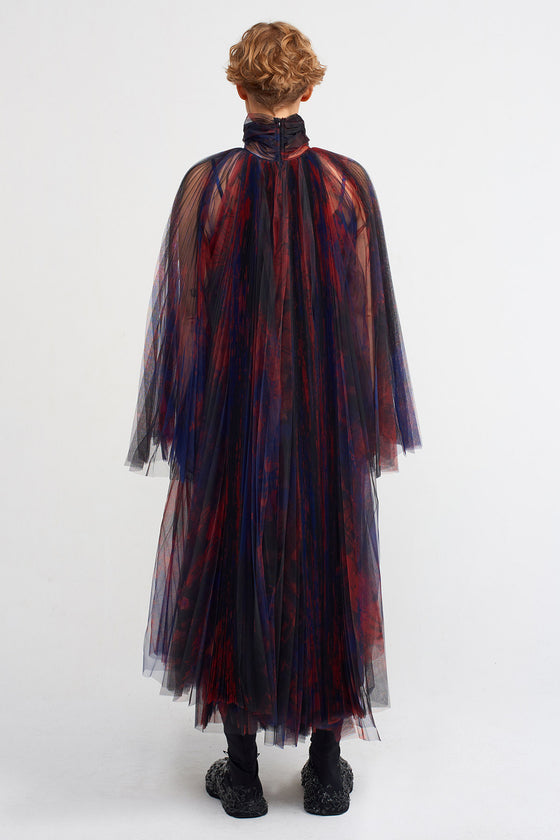 Printed Printed Pleated Tulle Dress-K234014020