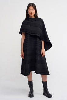  Black Stripe Jacquard Knit Short Dress-K234014041