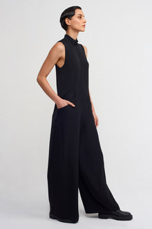  Black Stylish Jumpsuit with Pockets"-K234014046