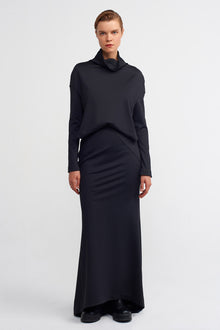  Black Turtleneck Fitted Maxi Dress-K234014076