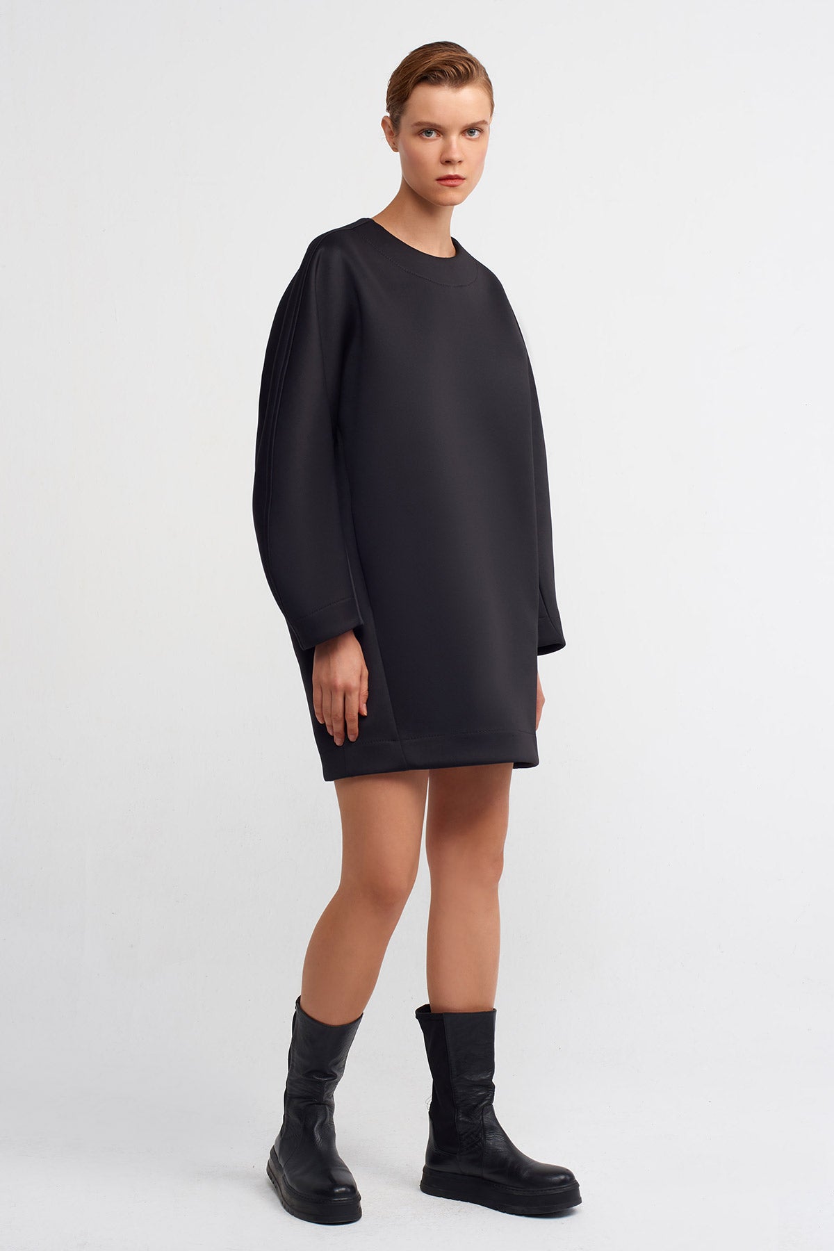 Black Mini Scuba Dress-K234014077