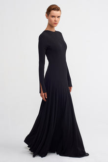  Black Long-Sleeve, Reversible Maxi Dress-K234014084
