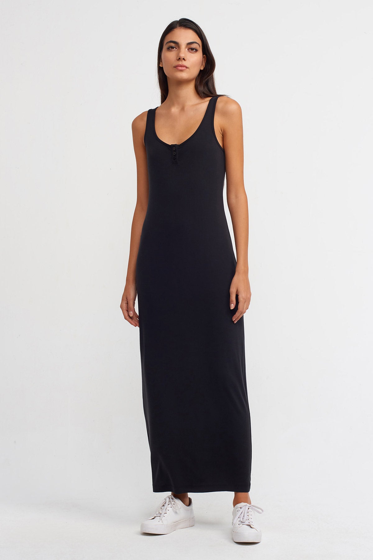 Black Long Ribbed Dress-K234014136