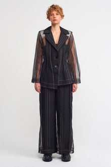  Black Contrast Stitched Tulle Jacket-K235015013
