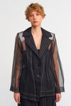 Black Contrast Stitched Tulle Jacket-K235015013
