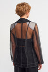 Black Contrast Stitched Tulle Jacket-K235015013