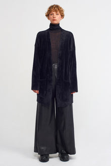  Black Furry Knit Cardigan-K235015025