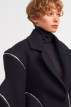 Black Short Coat with Zipper Details-K235015027