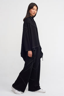  Black-Natur Contrast Stitched Comfortable Cardigan-K235015085