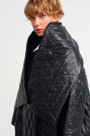 Black Vegan Leather Quilted Coat-K237017004