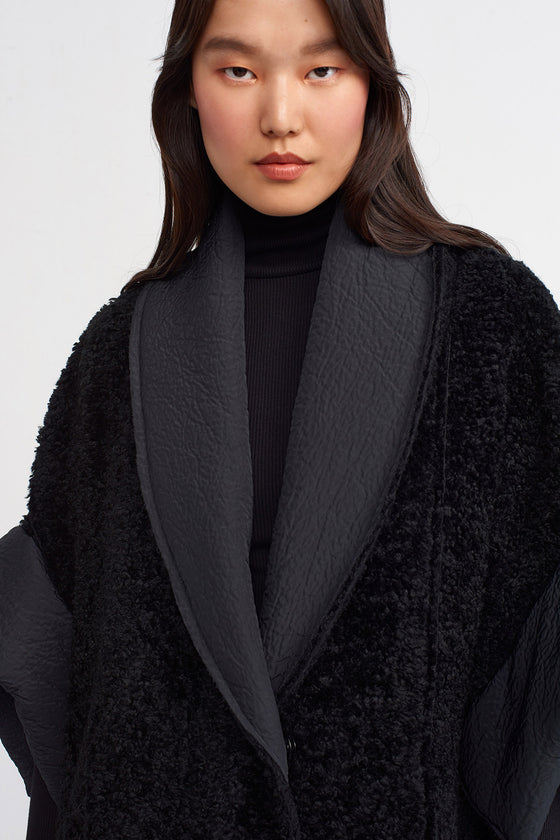Black Long Elegant Faux Fur Coat-K237017019