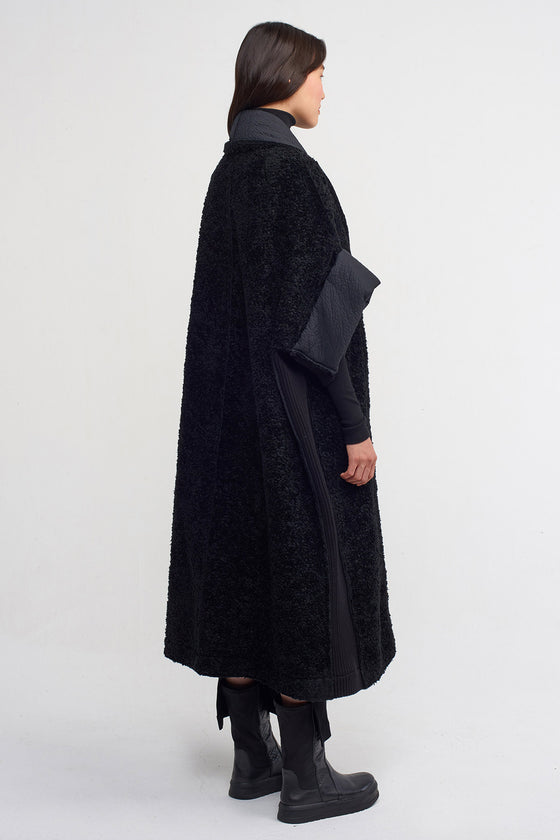 Black Long Elegant Faux Fur Coat-K237017019