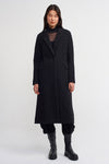 Black Jacquard Patterned Long Coat Jacket-K237017024