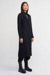 Black Jacquard Patterned Long Coat Jacket-K237017024