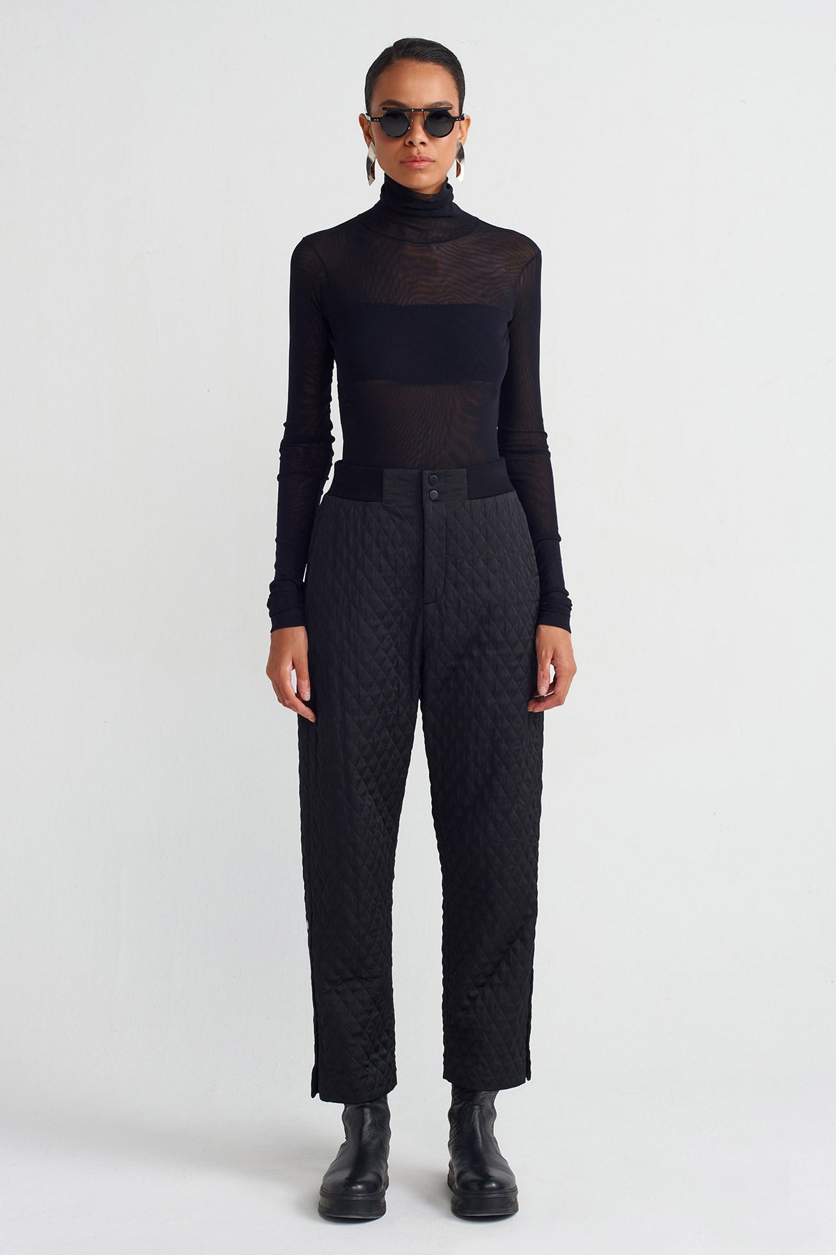 Black/Nude Quilted Pants-K243013032