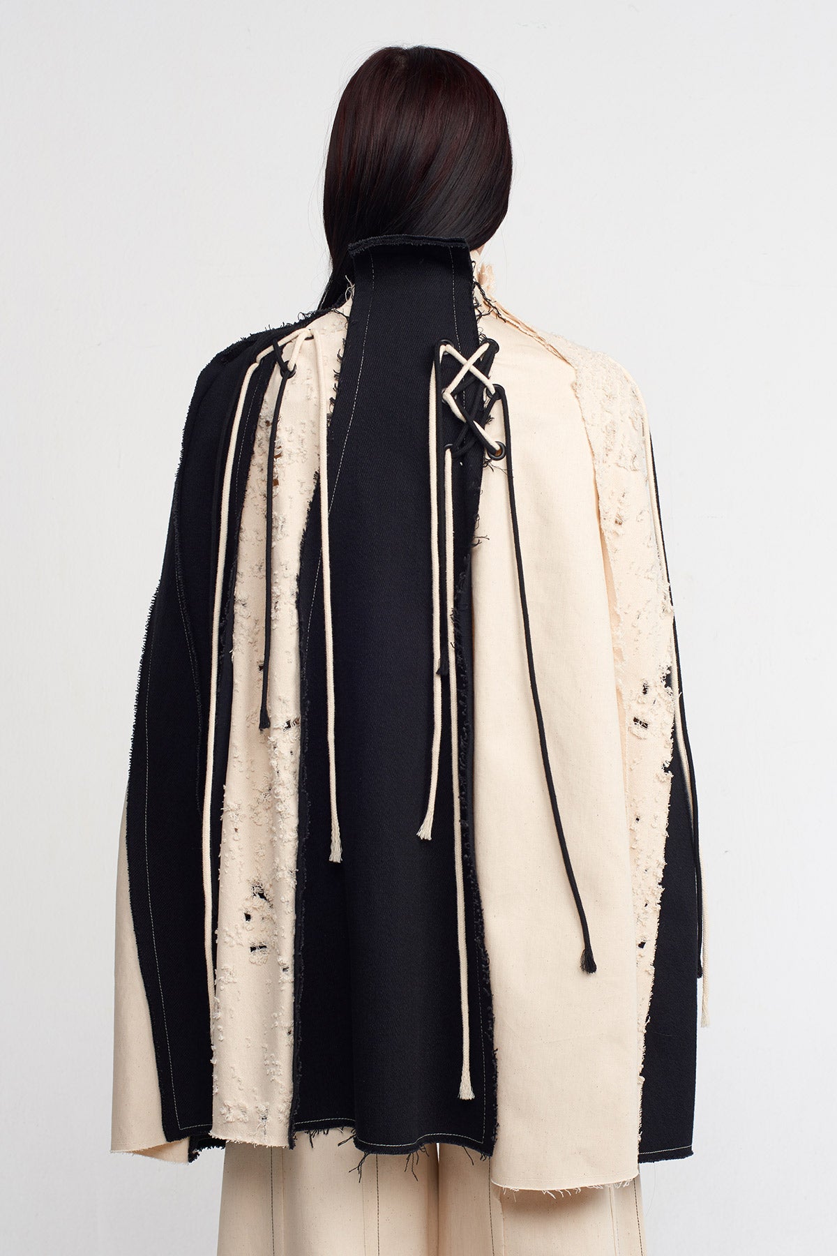 Natur/Black Block Fabric Cape-K245015039