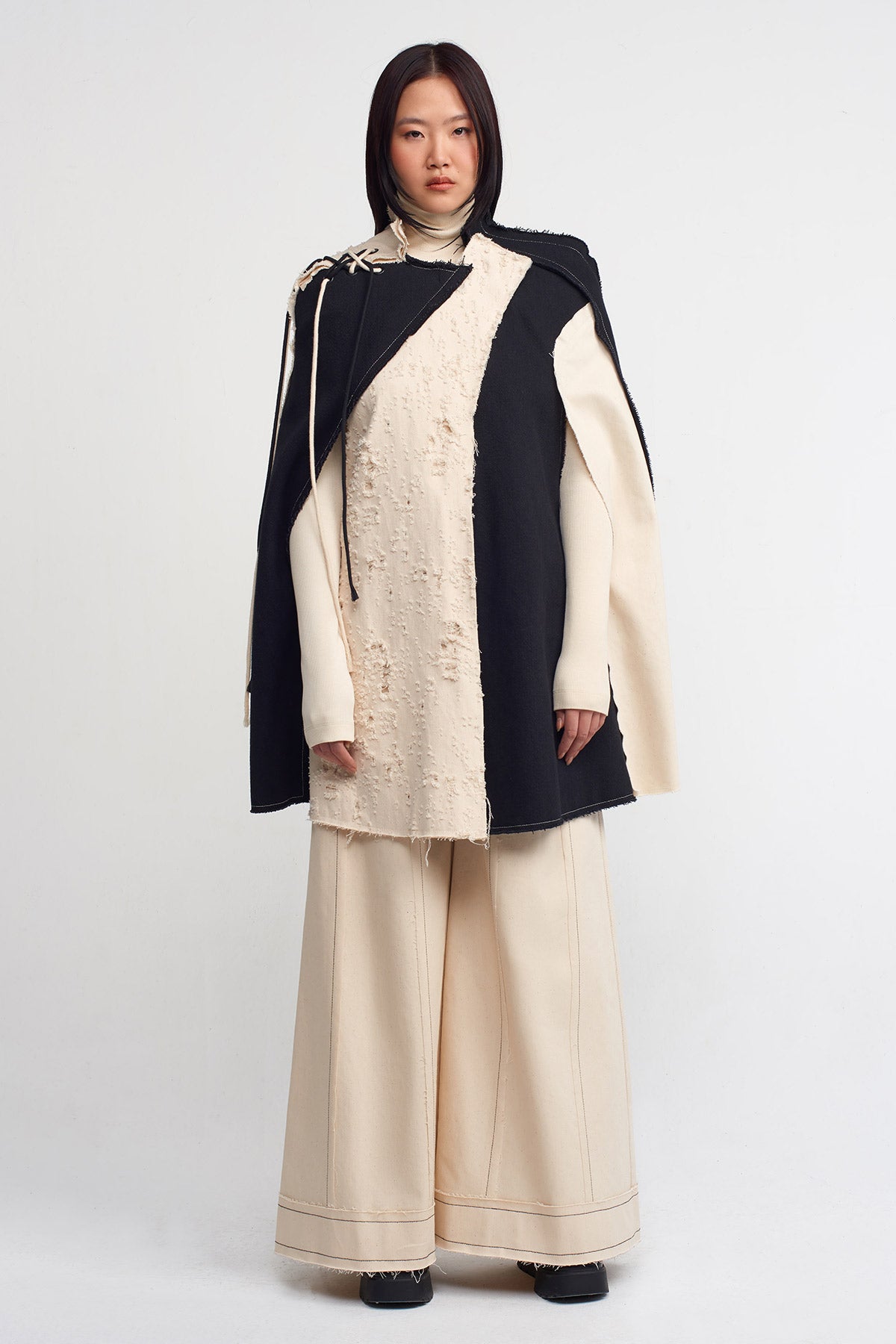Natur/Black Block Fabric Cape-K245015039