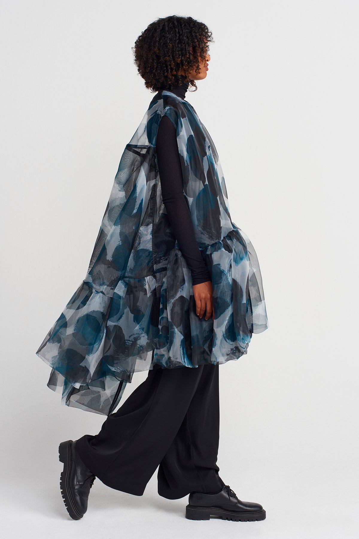 Patterned Organza Oversized Blouse-K251011027
