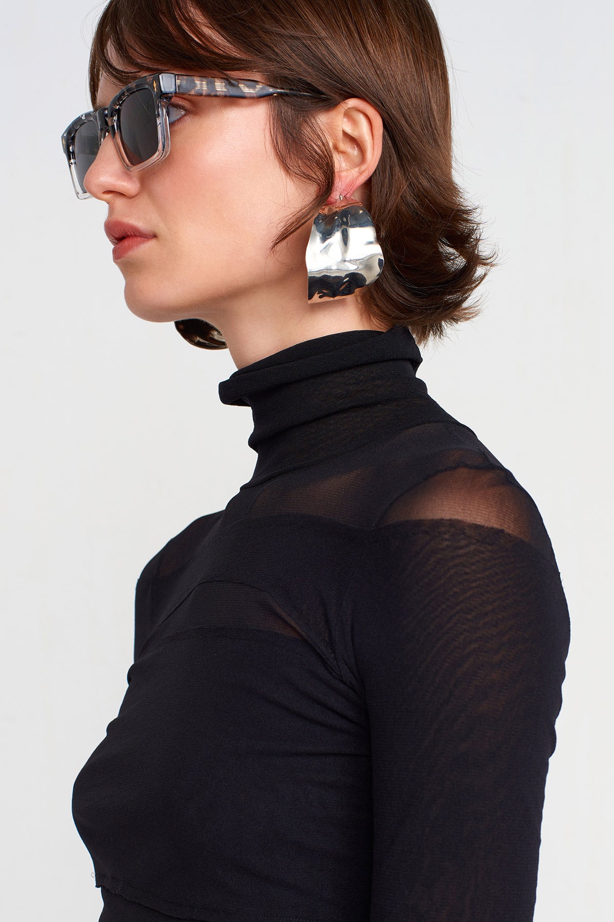 Black Paneled Sheer Bodysuit-K251011032