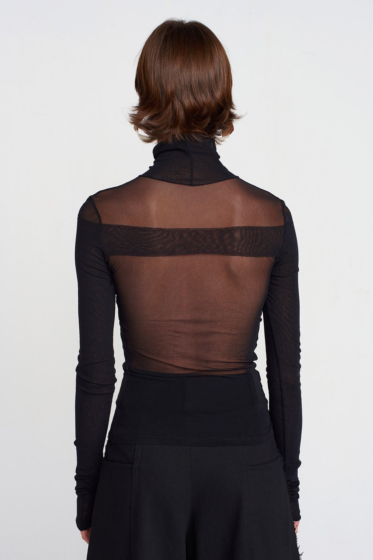 Black Paneled Sheer Bodysuit-K251011032