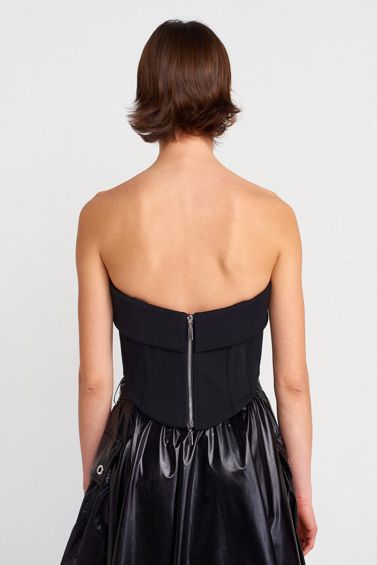 Black Strapless Corset Bustier-K251011038