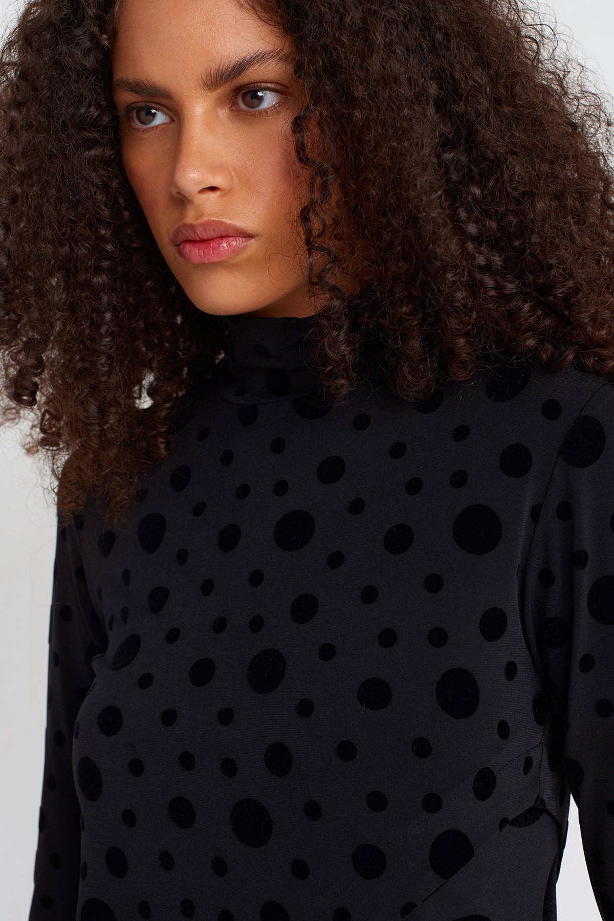 Multicolor Velvet Polka-Dot Jersey Blouse-K251011051